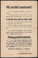 cca 1910-1918 A Szociáldemokrata Párt VIII. kerületi munkásokhoz címzett röplapja, szakadásokkal + kártya