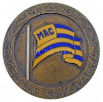 1937. M.A.C. (Magyar Athletikai Club) Evezős Osztálya hátlapon gravírozva Turadij 1937 1000KM, zománcbetétes Br sport díjérem, BERÁN N gyártói jelzéssel (49,5mm) T:2