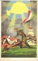 Ébreszt a magyar jövő. Kiadja az Ereklyés Országzászló Nagybizottsága / Hungarian irredenta propaganda, Hungarian flag, Trianon