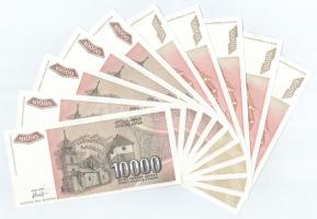 Jugoszlávia 1993. 5000D (5x) sorszámkövetők "AA 9766136 - AA 9766140" + 10.000D (5x) sorsz...