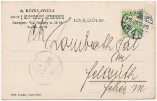 1916 Ifj. Rózsa Gyula Unio mechanikai cipő- és papucsgyár reklámja. Budapest, Dohány u. 16-18. / Hun...