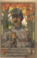 Jegyezzünk Hadikölcsönt a Fabanknál! magyar Fakereskedők Hitelintézete részvénytársaság Kiadása / WWI Hungarian military war loan propaganda s: Weiss Antal (fl)