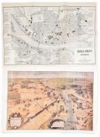 1988 Buda-Pest térképe (1870, Aigner Lajos), reprint térkép, 40x60 cm + 1988 Budapest főváros tájékozási tervrajza, reprint térkép, 40x59 cm