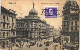 1930 Budapest VIII. Rákóczi út (Blaha Lujza tér), villamosok, fogorvos, gyógyszertár. TCV card (EK)