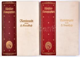 Künstlermonographien 3+4.: Rembrandt von Knackfuß, Michelangelo von Knackfuß. Leipzig, 1924, 1926, V...