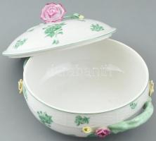 Óherendi ragutál, porcelán, kézzel festett virágminták, plasztikus rózsákkal díszítve. Rózsákon apró...