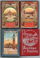 4 db RÉGI olasz nem képeslapos leporello / 4 pre-1945 non-postcard leporellos: Roma, Venezia, Napoli