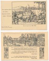 Hazánk történelme - 3 db régi nyomtatvány (Pataki-féle Képes Iskola). Nem képeslap hátoldalú