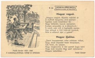 Hazánk történelme - 3 db régi nyomtatvány (Pataki-féle Képes Iskola). Nem képeslap hátoldalú