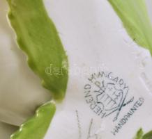 Herendi porcelán rózsaszín rózsa. Kézzel festett, jelzett, hibátlan. 9x6 cm