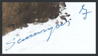 Olvashatatlan jelzéssel, 2 db mű: Arany-fekete kompozíció. Olaj, karton. Kissé hullámos. 26,5x21,5 c...