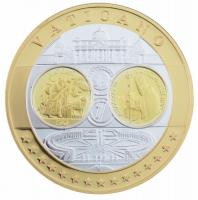~2002. Emlékérem az euróövezet országainak közös valutájáról - Vatikán aranyozott, ezüstözött Cu-Ni emlékérem tanúsítvánnyal (35mm) T:PP