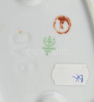 Hollóházi porcelán asztali készlet, 4 db-os, kézzel festett, jelzett, kis kopással