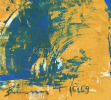 Olvashatatlan jelzéssel, 3 db mű: Absztrakt kompozíciók. Olaj, papír. 2 db paszpartuban. 37×26 cm