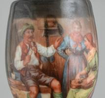 Porcelán pipafejek jelenetekkel, 4 db, vegyes méretben