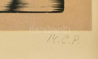 Molnár C. Pál (1894-1981): Itáliai város. Fametszet, papír, utólagos jelzéssel. Hátoldalán olvashata...