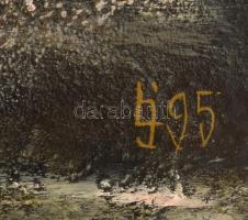 Lukács János (1952- ): Táj. Olaj, farost, jelzett, fa keretben, hátoldalán Műkincs Kft. címkéjén fel...