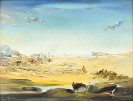 Mizser Pál (1941-): Kis kumuluszok. Olaj, farost, jelzett, hátoldalán Horizont Galéria címkéjével. Apró felületi hibákkal. Fa keretben, 60×80 cm