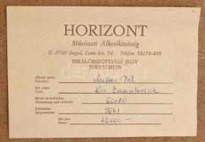 Mizser Pál (1941-): Kis kumuluszok. Olaj, farost, jelzett, hátoldalán Horizont Galéria címkéjével. A...