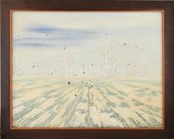 Zsuga Sándor (1950-): Téli táj. Olaj, farost, jelzett. Fa keretben, 70×90 cm
