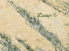 Zsuga Sándor (1950-): Téli táj. Olaj, farost, jelzett. Fa keretben, 70×90 cm