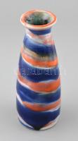 Kék-narancssárga mázas kerámia váza, jelzett, kis kopásnyomokkal, m: 22,5 cm