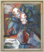 Francsics József (1925 - 1988): Csendélet, olaj, farost, jelzett, keretezett. 60x50 cm