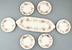 Zsolnay pillangó mintás szendvicses készlet, kézzel festett, jelzett, hibátlan. tányérok d:16,5 cm, ...