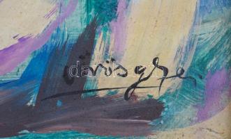 Vörös jelzéssel: Virágok. Olaj, farost, enyhén sérült fa keretben, 50x70 cm