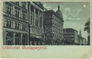 Budapest VIII. Nemzeti Színház, este. Ottmar Zieher litho