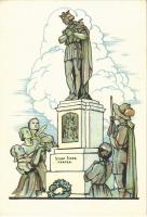 Szent Imre herceg szobor. Magyar Cserkészszövetség kiadása / Hungarian scout art postcard, Saint Emeric of Hungary s: