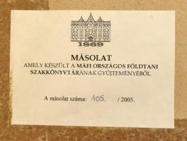 Üvegezett fa képkeret "Székes és lösz területek Magyarországon, 1897" térkép modern másola...