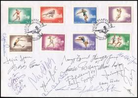 1966 Az atlétikai EB-n résztvevő magyar csapat tagjainak aláírása borítékon