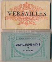 2 db RÉGI francia képeslapfüzet / 2 pre-1945 French postcar booklets: Aix-Les-Bains, Versailles