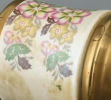 Fém falikar porcelángyűrű díszítéssel, fehér üvegbúrával m: 36 cm