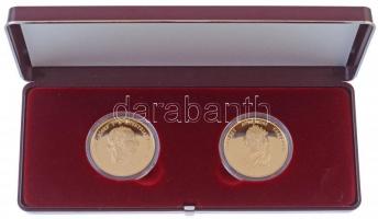 1867. "Ferenc József és Erzsébet királyné koronázási emlékérem" 2xklf aranyozott Cu-Ni U.P...