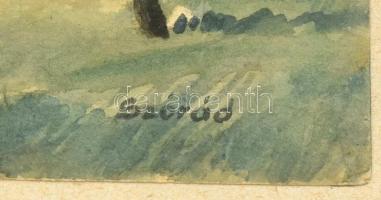 Szórád jelzéssel: Erdőszéle ősszel. Akvarell, papír. Kartonra kasírozva. Üvegezett fa keretben. 35×2...