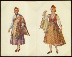 12 db lett népviselet / 12 Latvian folkwear