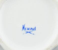 Herendi virágmintás porcelán váza, kézzel festett, jelzett, kis kopásnyomokkal, m: 19 cm