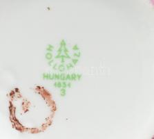 Hollóházi porcelán váza, rózsaszín-lila márványhatású dekorral, jelzett, kis kopásnyomokkal, m: 20 c...