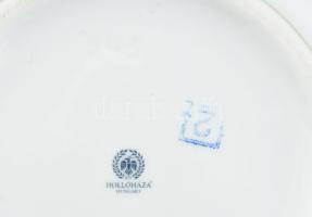 Hollóházi virágmintás porcelán bonbonier, 2 db, matricás, jelzett, kis kopásnyomokkal, kis lepattaná...