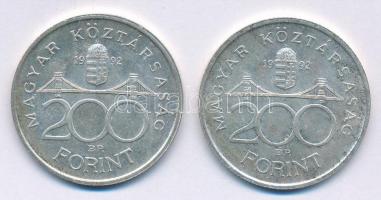 1992. 200Ft Ag "MNB" (2x) T:1-,2 Adamo F13