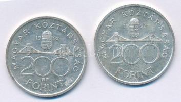 1992. 200Ft Ag "MNB" (2x) T:1-,2 Adamo F13