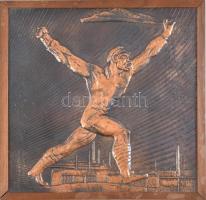 1971 "Vörös Csepel vezesd a harcot" bakelitlemez, rézrátétes fa dobozban