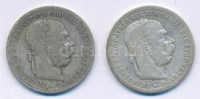 Ausztria 1896-1898. 1K Ag "Ferenc József" (2x) T:3 Austria 1896-1898. 1 Corona Ag "Franz Joseph" (2x) C:F Krause KM#2804