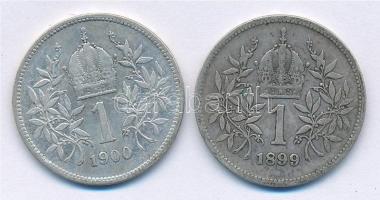 Ausztria 1899-1900. 1K Ag "Ferenc József" (2xklf) T:2-,3 Austria 1899-1900. 1 Corona Ag &q...