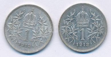 Ausztria 1912-1913. 1K Ag "Ferenc József" (2xklf) T:2
Austria 1912-1913. 1 Corona Ag &quo...