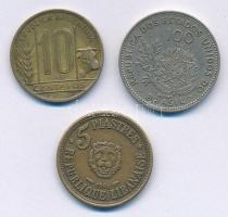 Vegyes: Argentína 1944. 10c Al-Br + Brazília 1901. 100R Cu-Ni + Libanon 1961. 5p Al-Br T:2,2- Mixed: Argentina 1944. 10 Centavos Al-Br + Brazil 1901. 100 Reis Cu-Ni + Libanon 1961. 5 Piastres Al-Br T:2,2- KM#41, KM#503, KM#21