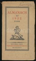 1922 Almanach az 1922. évre, Kner Izidor kiadása, papírkötés, kissé kopottas állapotban