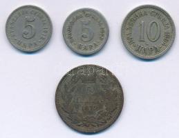 Szerbia 1879. 5p Br "IV. Obrenovics Mihály" + 1883. 5p Cu-Ni + 1884. 10p Cu-Ni + 1912. 5p Cu-Ni T:2-3 Serbia 1879. 5 Para Br "Milan Obrenović IV" + 1883. 5 Para Cu-Ni + 1884. 10 Para Cu-Ni + 1912. 5 Para Cu-Ni C:XF-F